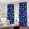 Blue Crystal Cosmic Galaxy Space Print Grommet Curtains