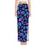 Blue Crystal Cosmic Galaxy Space Print High Slit Maxi Skirt