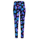 Blue Crystal Cosmic Galaxy Space Print High-Waisted Pocket Leggings