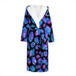 Blue Crystal Cosmic Galaxy Space Print Hooded Bathrobe