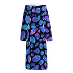 Blue Crystal Cosmic Galaxy Space Print Hooded Bathrobe