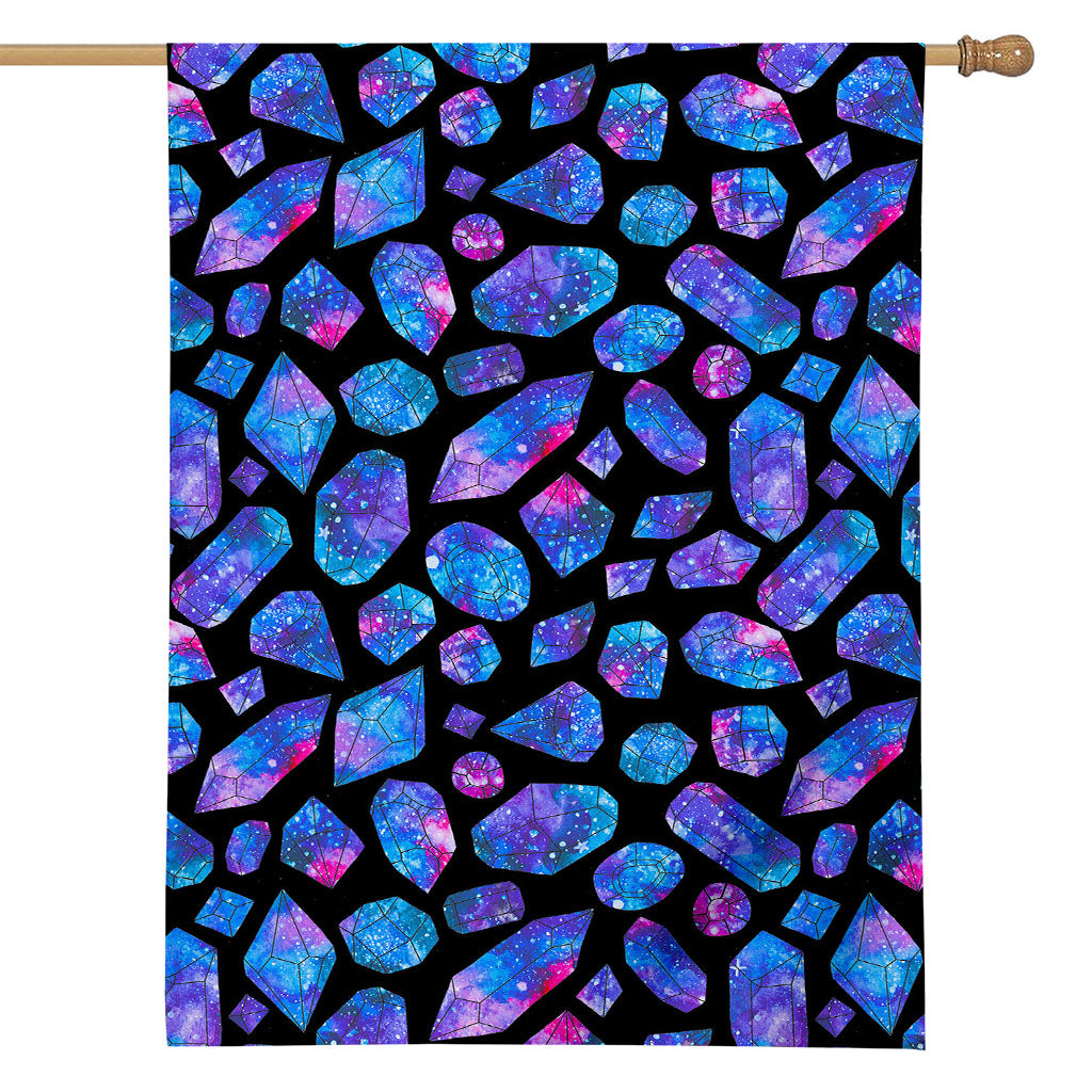 Blue Crystal Cosmic Galaxy Space Print House Flag
