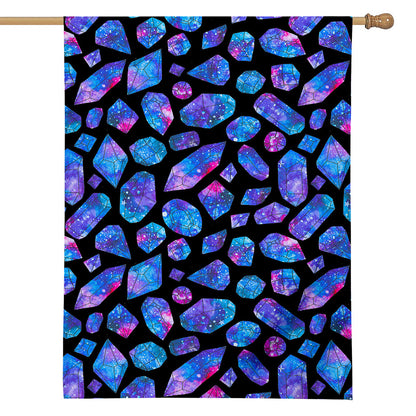 Blue Crystal Cosmic Galaxy Space Print House Flag