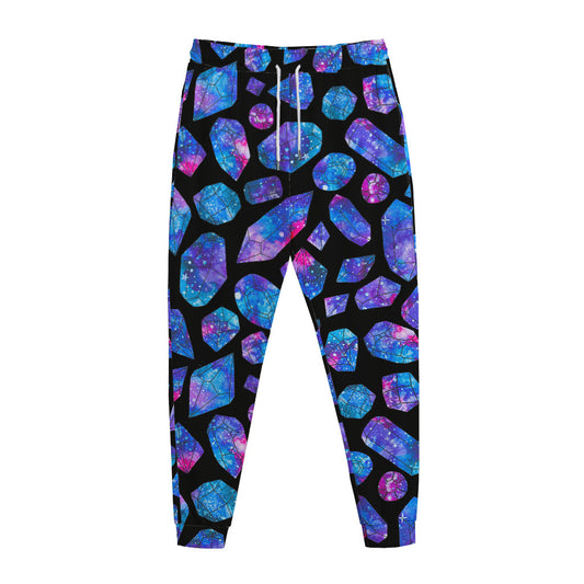 Blue Crystal Cosmic Galaxy Space Print Jogger Pants