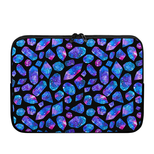 Blue Crystal Cosmic Galaxy Space Print Laptop Sleeve