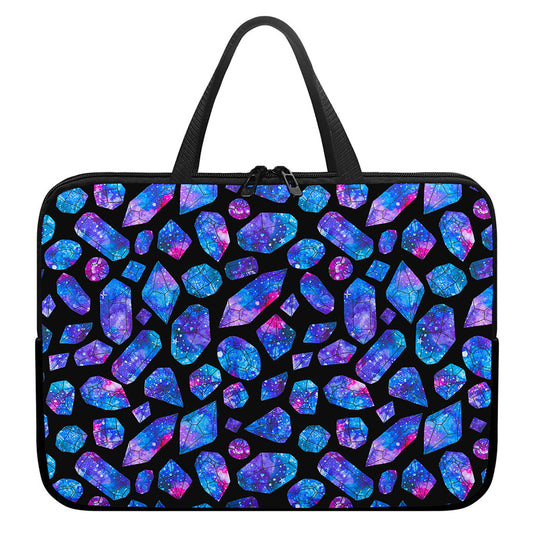 Blue Crystal Cosmic Galaxy Space Print Laptop Sleeve With Handle