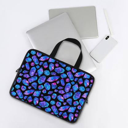 Blue Crystal Cosmic Galaxy Space Print Laptop Sleeve With Handle