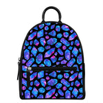 Blue Crystal Cosmic Galaxy Space Print Leather Backpack