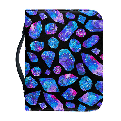Blue Crystal Cosmic Galaxy Space Print Leather Bible Cover
