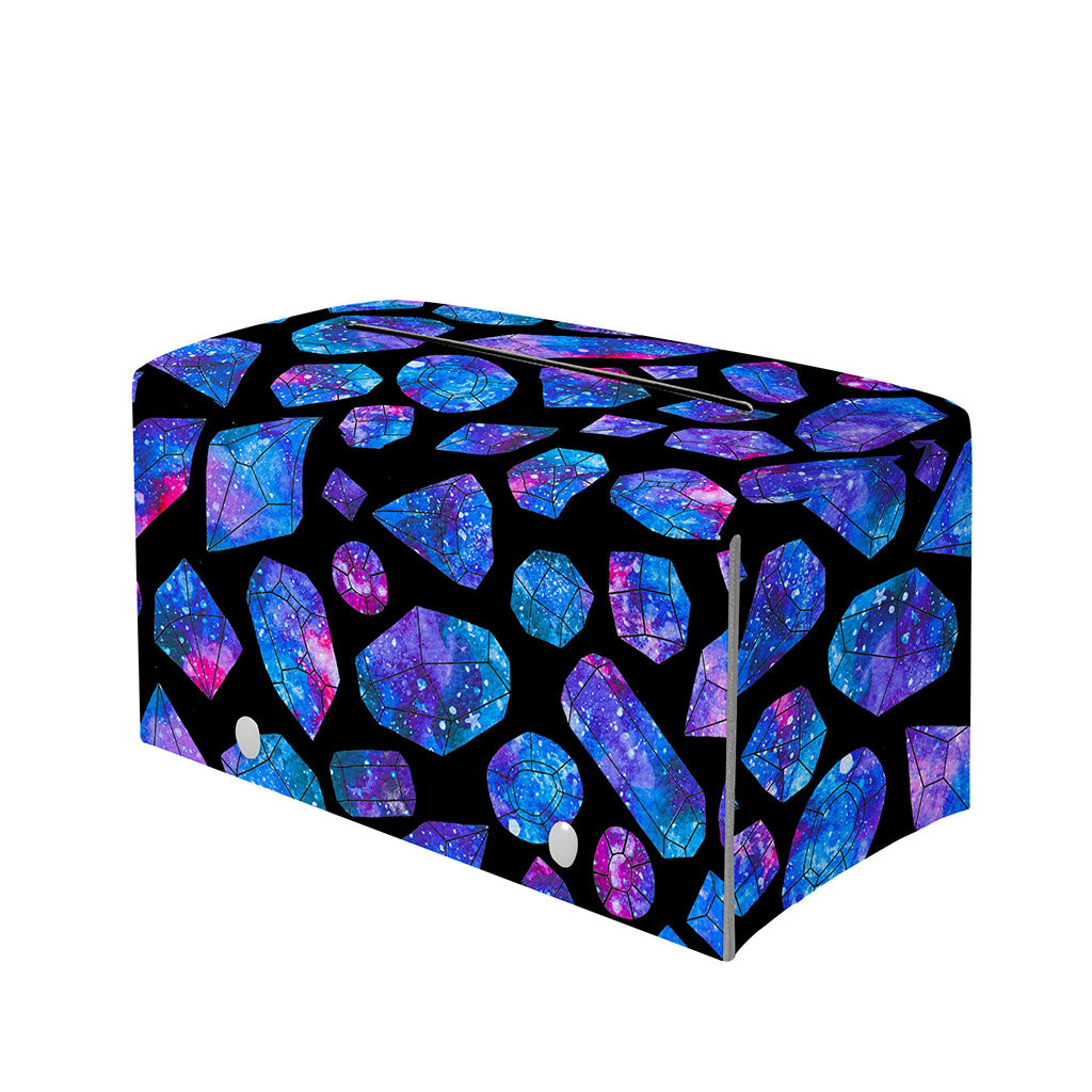 Blue Crystal Cosmic Galaxy Space Print Leather Tissue Box Cover