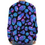 Blue Crystal Cosmic Galaxy Space Print Long Sleeve Baseball Jersey