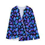 Blue Crystal Cosmic Galaxy Space Print Long Sleeve Short Coat