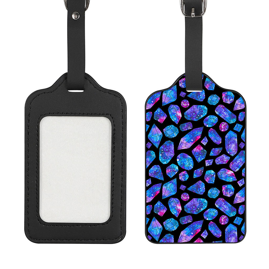 Blue Crystal Cosmic Galaxy Space Print Luggage Tag
