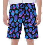 Blue Crystal Cosmic Galaxy Space Print Men's Beach Shorts