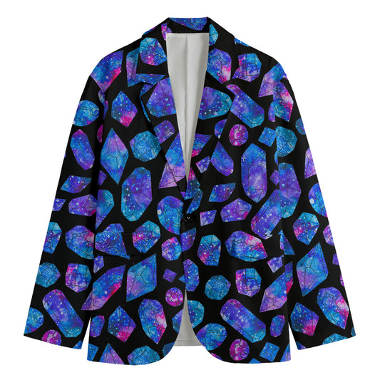 Blue Crystal Cosmic Galaxy Space Print Men's Blazer