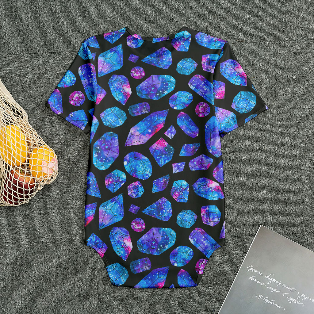 Blue Crystal Cosmic Galaxy Space Print Men's Bodysuit