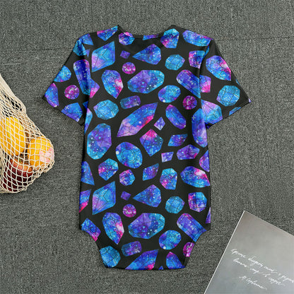 Blue Crystal Cosmic Galaxy Space Print Men's Bodysuit