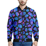 Blue Crystal Cosmic Galaxy Space Print Men's Bomber Jacket