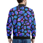 Blue Crystal Cosmic Galaxy Space Print Men's Bomber Jacket