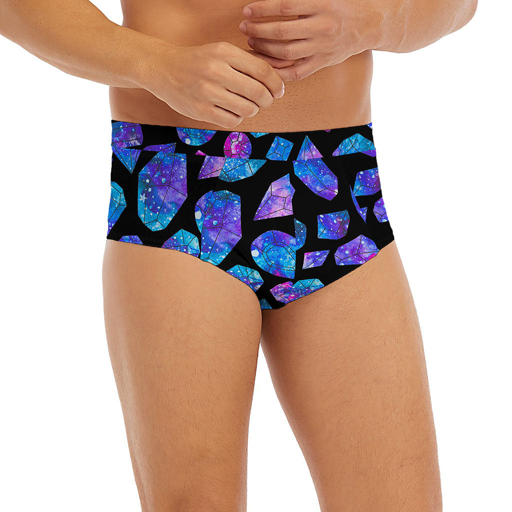 Blue Crystal Cosmic Galaxy Space Print Men's Briefs