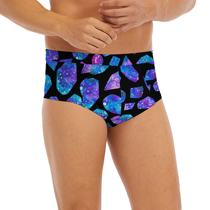 Blue Crystal Cosmic Galaxy Space Print Men's Briefs