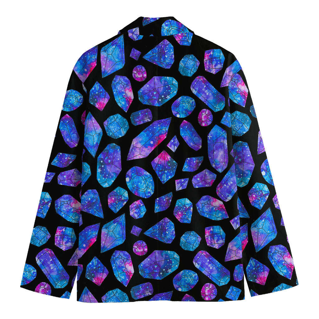 Blue Crystal Cosmic Galaxy Space Print Men's Cotton Blazer