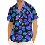 Blue Crystal Cosmic Galaxy Space Print Men's Deep V-Neck Shirt