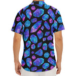 Blue Crystal Cosmic Galaxy Space Print Men's Deep V-Neck Shirt