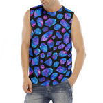 Blue Crystal Cosmic Galaxy Space Print Men's Fitness Tank Top