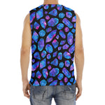 Blue Crystal Cosmic Galaxy Space Print Men's Fitness Tank Top