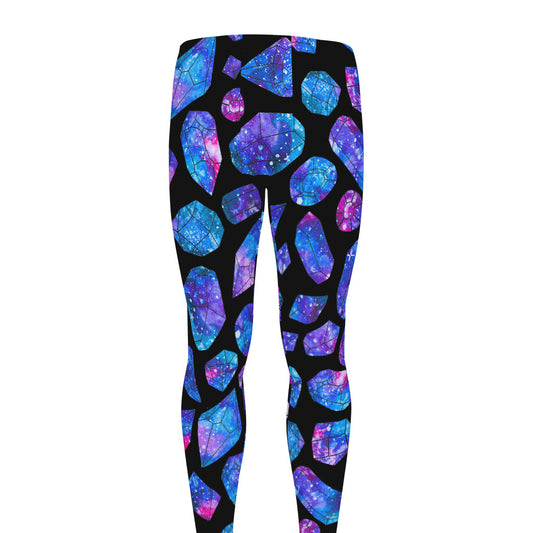 Blue Crystal Cosmic Galaxy Space Print Men's leggings