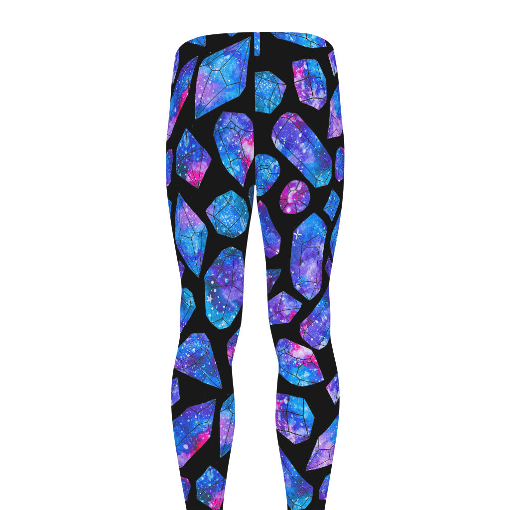 Blue Crystal Cosmic Galaxy Space Print Men's leggings