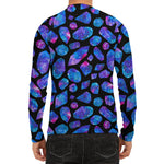 Blue Crystal Cosmic Galaxy Space Print Men's Long Sleeve Rash Guard