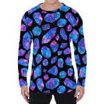 Blue Crystal Cosmic Galaxy Space Print Men's Long Sleeve T-Shirt