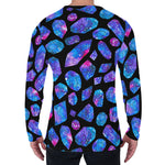 Blue Crystal Cosmic Galaxy Space Print Men's Long Sleeve T-Shirt
