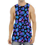 Blue Crystal Cosmic Galaxy Space Print Men's Muscle Tank Top