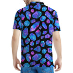Blue Crystal Cosmic Galaxy Space Print Men's Polo Shirt