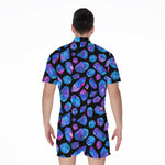 Blue Crystal Cosmic Galaxy Space Print Men's Rompers