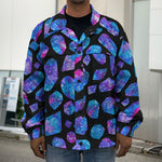 Blue Crystal Cosmic Galaxy Space Print Men's Shirt Jacket