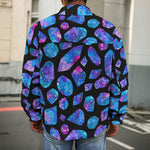 Blue Crystal Cosmic Galaxy Space Print Men's Shirt Jacket