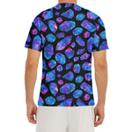 Blue Crystal Cosmic Galaxy Space Print Men's Short Sleeve Rash Guard