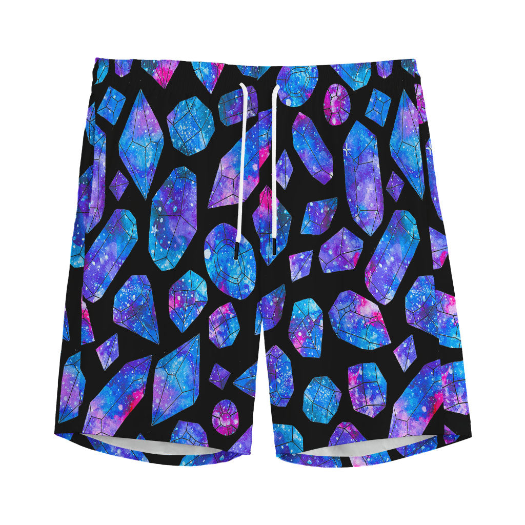 Blue Crystal Cosmic Galaxy Space Print Men's Sports Shorts