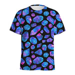 Blue Crystal Cosmic Galaxy Space Print Men's Sports T-Shirt