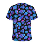 Blue Crystal Cosmic Galaxy Space Print Men's Sports T-Shirt