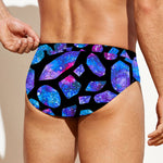 Blue Crystal Cosmic Galaxy Space Print Men's Swim Briefs