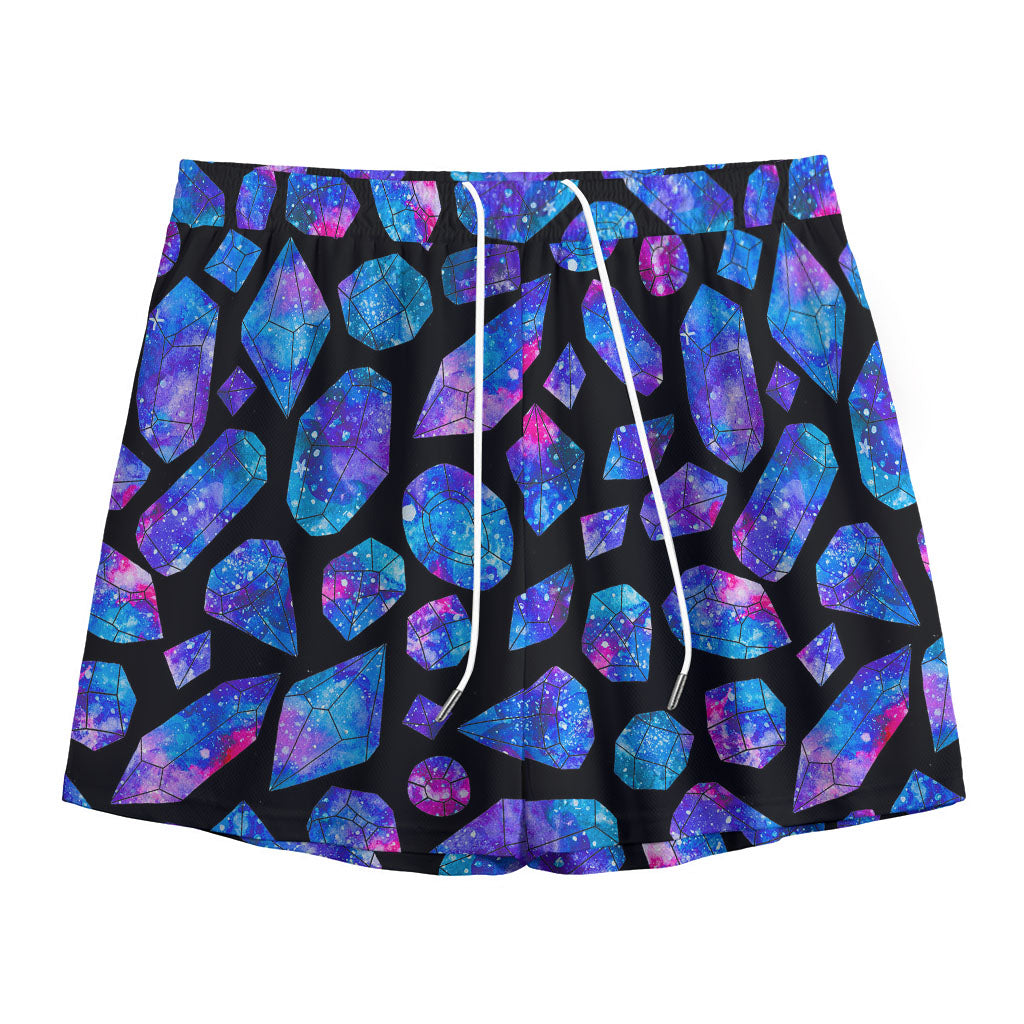 Blue Crystal Cosmic Galaxy Space Print Mesh Shorts