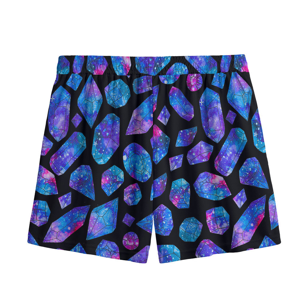 Blue Crystal Cosmic Galaxy Space Print Mesh Shorts