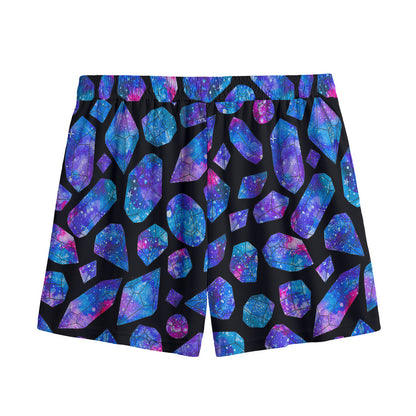 Blue Crystal Cosmic Galaxy Space Print Mesh Shorts