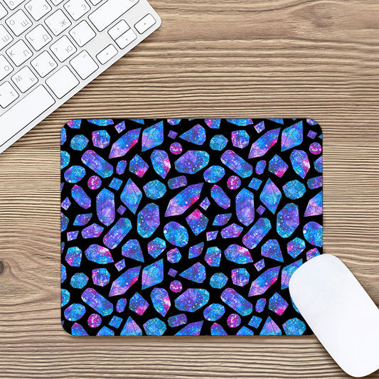 Blue Crystal Cosmic Galaxy Space Print Mouse Pad