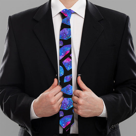 Blue Crystal Cosmic Galaxy Space Print Necktie